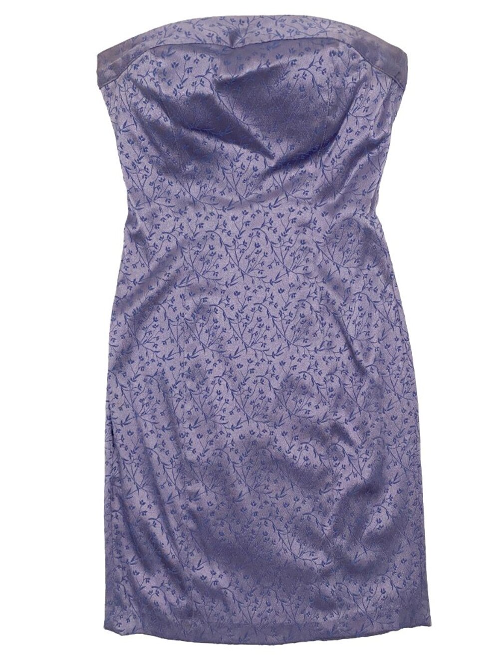 2000s Express lavender purple floral strapless midi dress